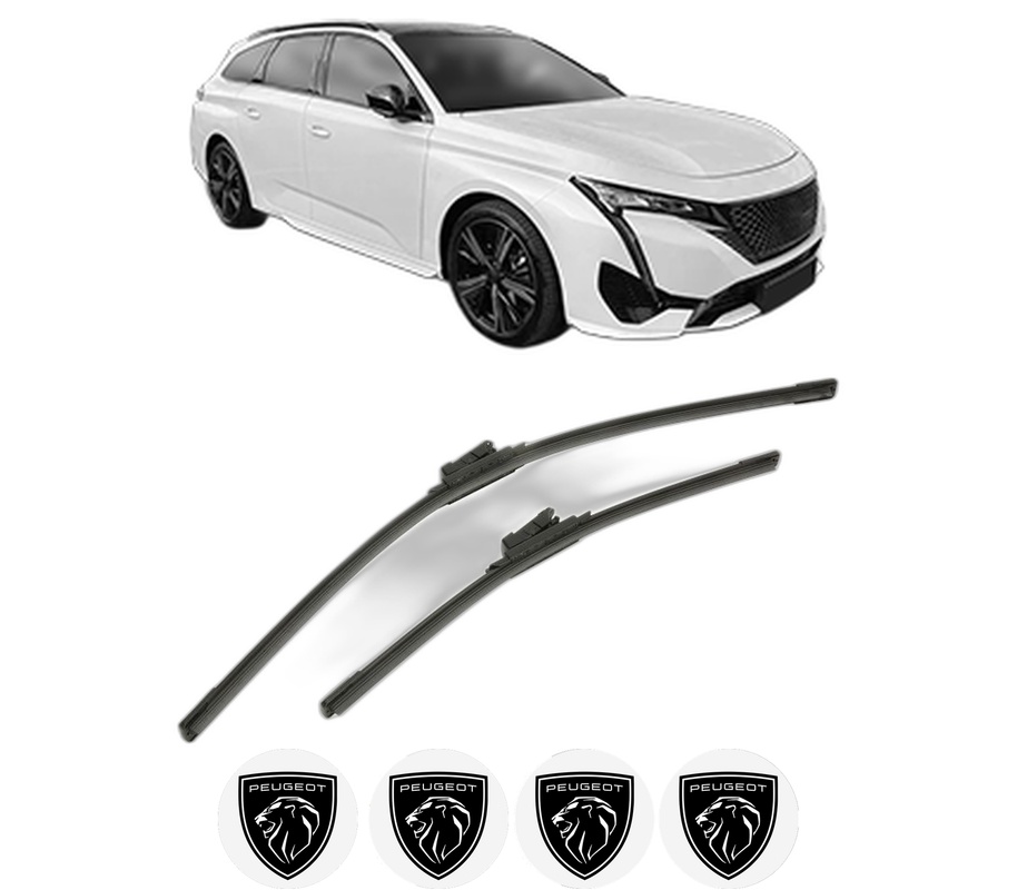 Set stergatoare auto PEUGEOT 308 SW III (FC_, FJ_, FR_, F4_, FN_) din 2021-2025, pentru parbriz auto, 2 bucati, Bosch Aerotwin, din cauciuc siliconat rezistent, 4 Stickere Auto PEUGEOT