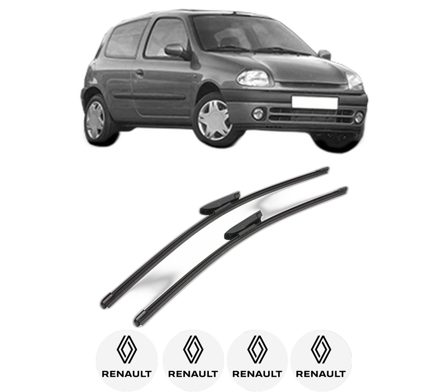 Set stergatoare auto RENAULT CLIO II (BB_, CB_) din 1998-2016, pentru parbriz auto, 2 bucati, Valeo Silencio Xtrm, din cauciuc siliconat rezistent, 4 Stickere Auto RENAULT