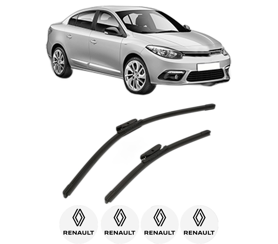 Set stergatoare auto RENAULT FLUENCE (L3_) din 2010-2015, pentru parbriz auto, 2 bucati, Bosch Aerotwin, din cauciuc siliconat rezistent, 4 Stickere Auto RENAULT