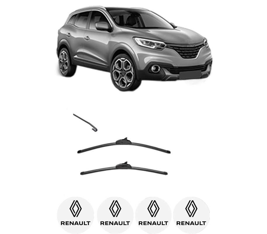 Set stergatoare auto RENAULT KADJAR (HA_, HL_) din 2015-2021, pentru parbriz auto, 2 bucati, Valeo Silencio, din cauciuc siliconat rezistent, 4 Stickere Auto RENAULT
