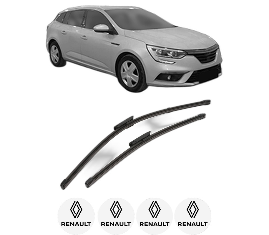 Set stergatoare auto RENAULT MEGANE IV Grandtour (K9A/M/N_) din 2016-2021, pentru parbriz auto, 2 bucati, Valeo Silencio Xtrm, din cauciuc siliconat rezistent, 4 Stickere Auto RENAULT
