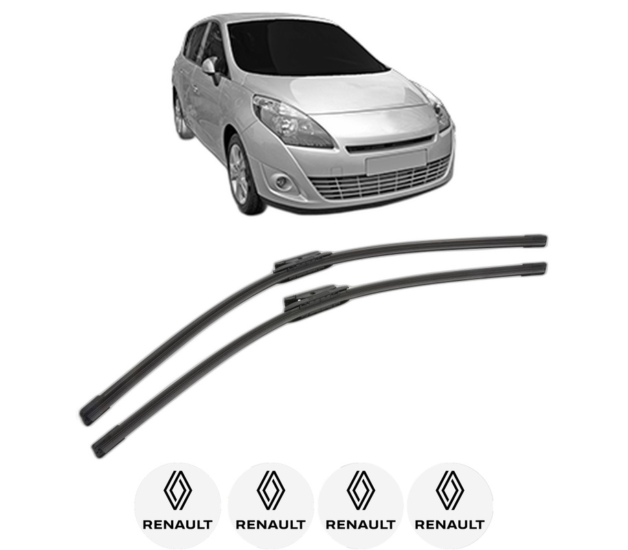 Set stergatoare auto RENAULT SCENIC III VAN (JZ0/1_) din 2009-2013, pentru parbriz auto, 2 bucati, Bosch Aerotwin, din cauciuc siliconat rezistent, 4 Stickere Auto RENAULT