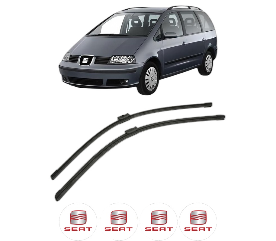 Set stergatoare auto SEAT ALHAMBRA VAN (7V8, 7V9) din 1996-2010, pentru parbriz auto, 2 bucati, Bosch Aerotwin, din cauciuc siliconat rezistent, 4 Stickere Auto SEAT