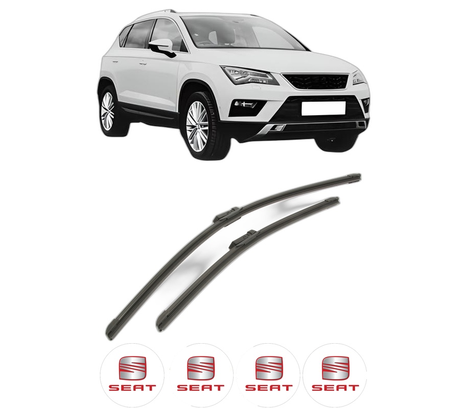 Set stergatoare auto SEAT ATECA (KH7, KHP) din 2016-2021, pentru parbriz auto, 2 bucati, Bosch Aerotwin, din cauciuc siliconat rezistent, 4 Stickere Auto SEAT