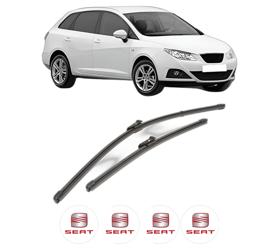 Set stergatoare auto SEAT IBIZA IV ST (6J8, 6P8) din 2010-2016, pentru parbriz auto, 2 bucati, Valeo Silencio Xtrm, din cauciuc siliconat rezistent, 4 Stickere Auto SEAT