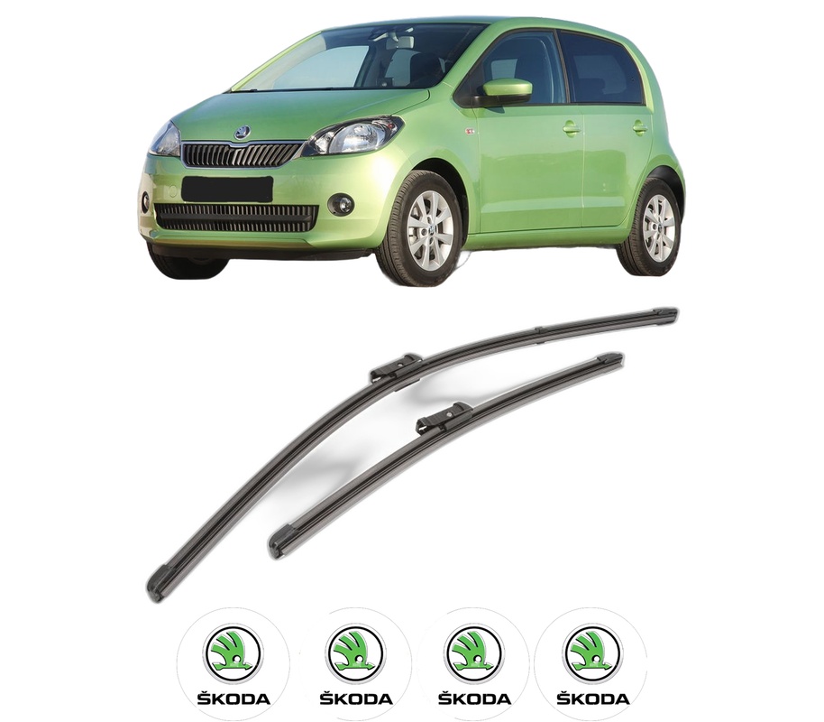 Set stergatoare auto SKODA CITIGO (NF1) din 2011-2019, pentru parbriz auto, 2 bucati, Valeo Silencio Xtrm, din cauciuc siliconat rezistent, 4 Stickere Auto SKODA