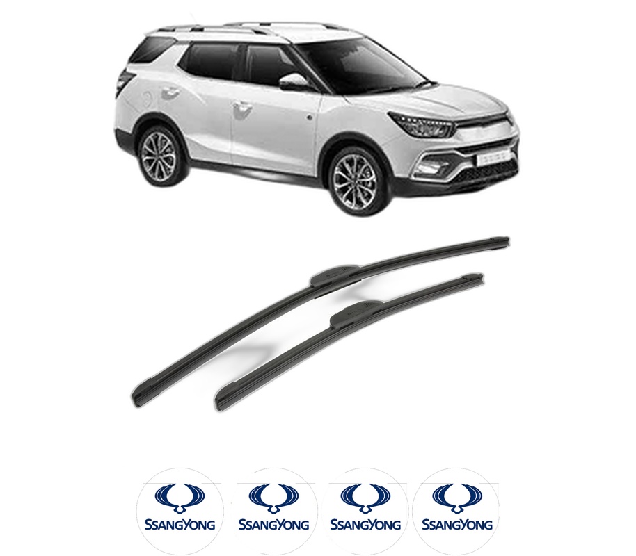 Set stergatoare auto SSANGYONG XLV SUV din 2016, pentru parbriz auto, 2 bucati, Bosch Aerotwin Retrofit, din cauciuc siliconat rezistent, 4 Stickere Auto SSANGYONG