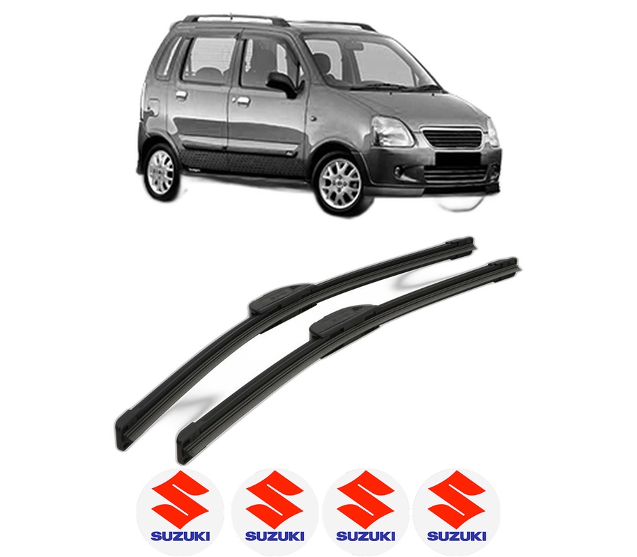 Set stergatoare auto SUZUKI WAGON R+ (MA) din 2000-2005, pentru parbriz auto, 2 bucati, Bosch Aerotwin Retrofit, din cauciuc siliconat rezistent, 4 Stickere Auto SUZUKI