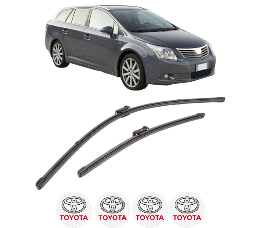 Set stergatoare auto TOYOTA AVENSIS Estate (_T27_) din 2008-2018, pentru parbriz auto, 2 bucati, Valeo Silencio Xtrm, din cauciuc siliconat rezistent, 4 Stickere Auto TOYOTA