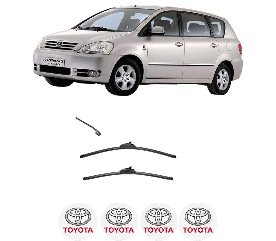 Set stergatoare auto TOYOTA AVENSIS VERSO (_M2_) din 2001-2010, pentru parbriz auto, 2 bucati, Valeo Silencio, din cauciuc siliconat rezistent, 4 Stickere Auto TOYOTA