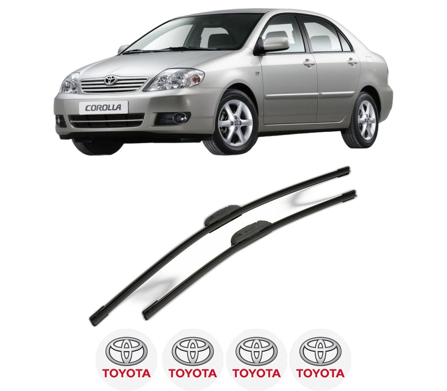Set stergatoare auto TOYOTA COROLLA Saloon (_E12_) din 2001-2008, pentru parbriz auto, 2 bucati, Bosch Aerotwin Retrofit, din cauciuc siliconat rezistent, 4 Stickere Auto TOYOTA