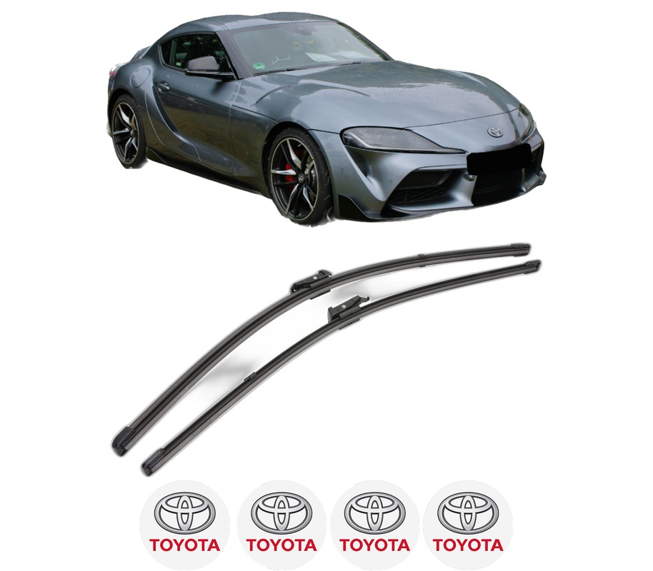Set stergatoare auto TOYOTA SUPRA (DB_) din 2019, pentru parbriz auto, 2 bucati, Valeo Silencio Xtrm, din cauciuc siliconat rezistent, 4 Stickere Auto TOYOTA