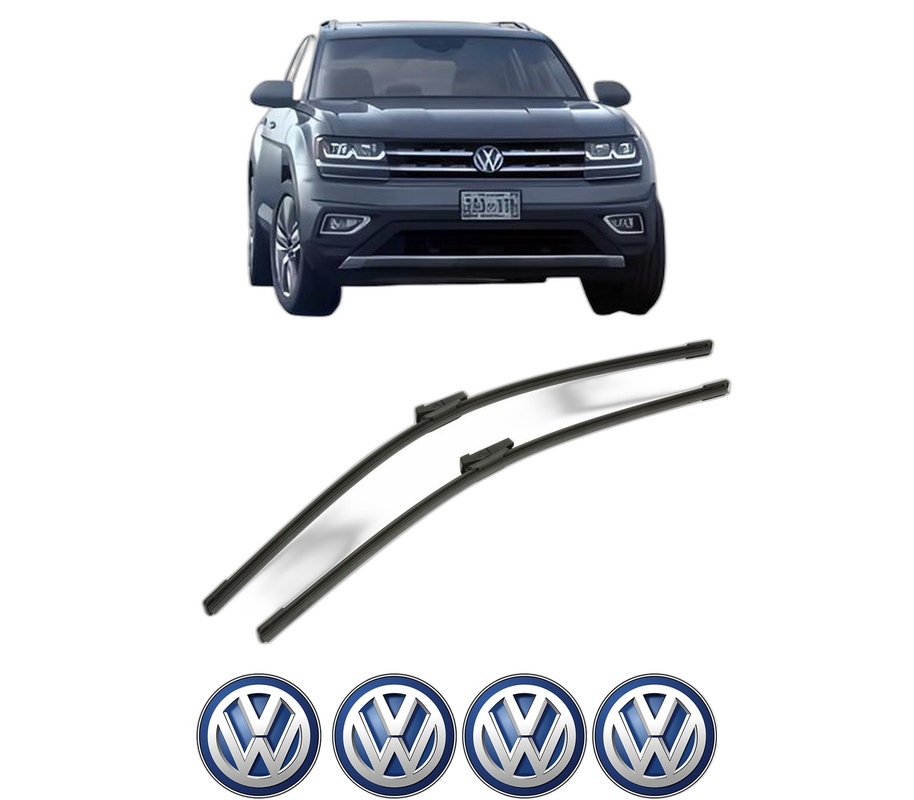 Set stergatoare auto Volkswagen ATLAS (CA1, CA2, CA3) din 2016-2019, pentru parbriz auto, 2 bucati, Bosch Aerotwin, din cauciuc siliconat rezistent, 4 Stickere Auto Volkswagen