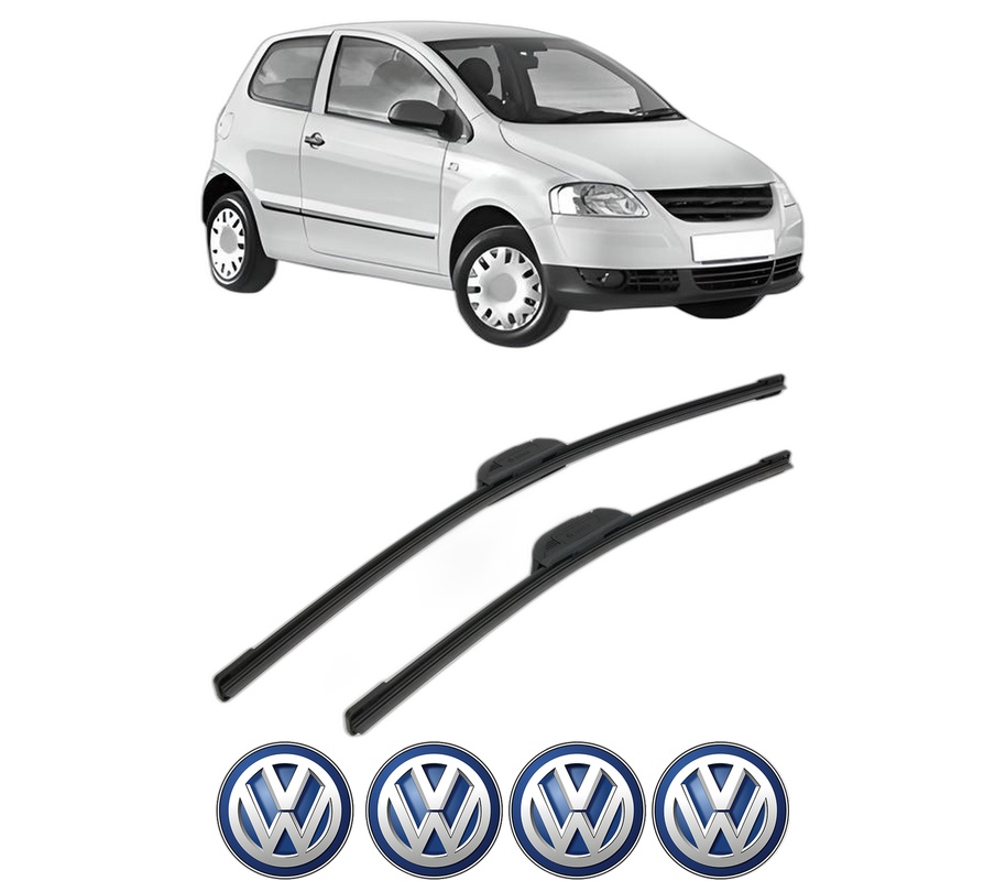 Set stergatoare auto Volkswagen FOX Hatchback (5Z1, 5Z3, 5Z4) din 2003-2011, pentru parbriz auto, 2 bucati, Bosch Aerotwin Retrofit, din cauciuc siliconat rezistent, 4 Stickere Auto Volkswagen