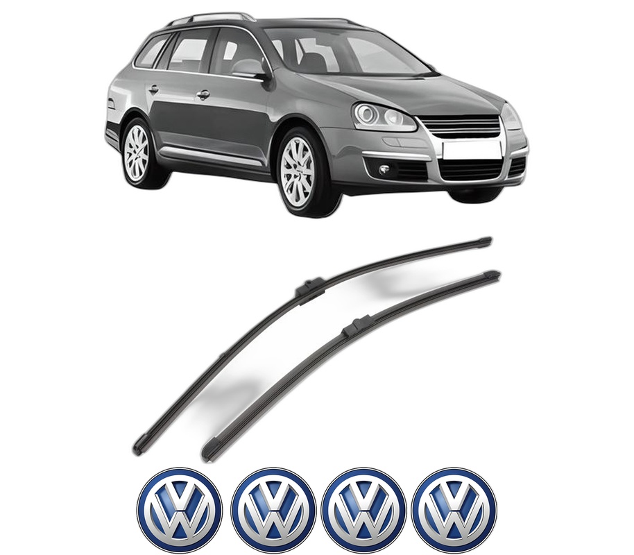 Set stergatoare auto Volkswagen GOLF V Variant (1K5) din 2007-2009, pentru parbriz auto, 2 bucati, Valeo Silencio Xtrm, din cauciuc siliconat rezistent, 4 Stickere Auto Volkswagen
