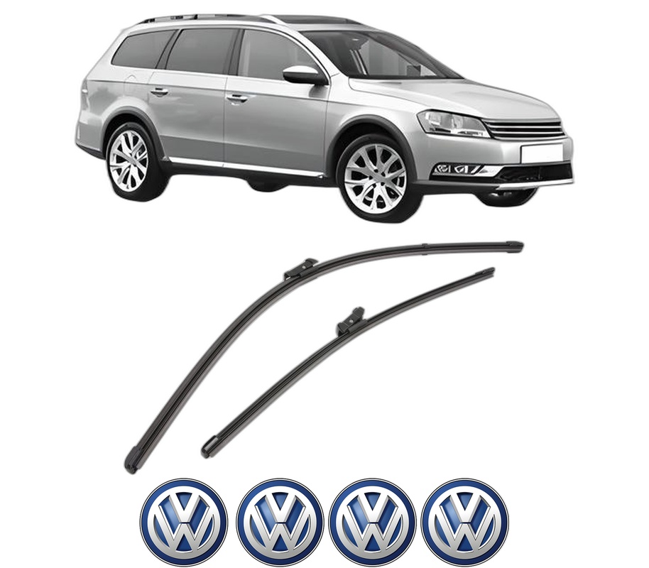 Set stergatoare auto Volkswagen PASSAT ALLTRACK B7 (365) din 2012-2014, pentru parbriz auto, 2 bucati, Valeo Silencio Xtrm, din cauciuc siliconat rezistent, 4 Stickere Auto Volkswagen