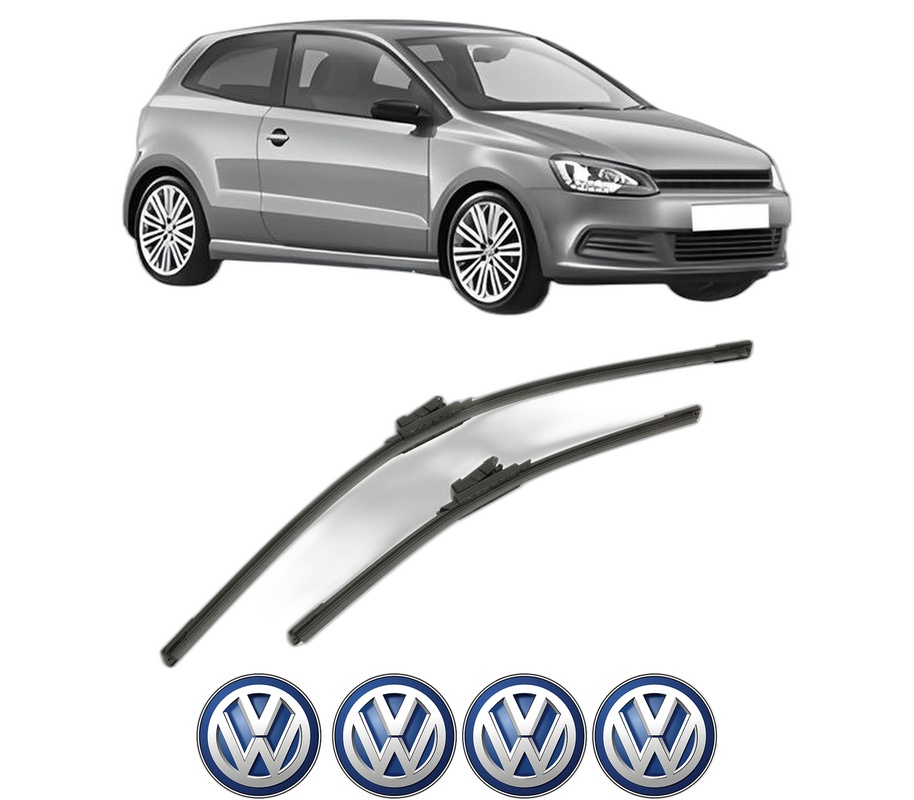 Set stergatoare auto Volkswagen POLO V (6R1, 6C1) din 2009-2022, pentru parbriz auto, 2 bucati, Bosch Aerotwin, din cauciuc siliconat rezistent, 4 Stickere Auto Volkswagen