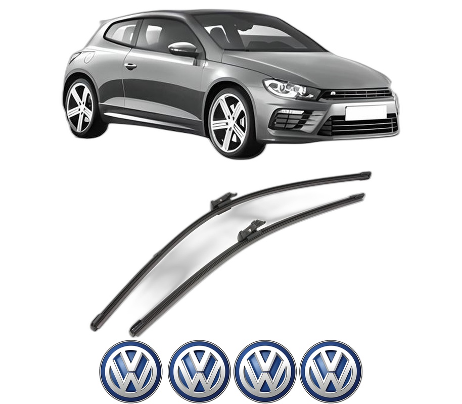 Set stergatoare auto Volkswagen SCIROCCO III (137, 138) din 2008-2017, pentru parbriz auto, 2 bucati, Valeo Silencio Xtrm, din cauciuc siliconat rezistent, 4 Stickere Auto Volkswagen