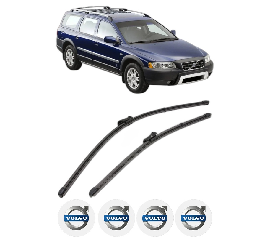 Set stergatoare auto VOLVO XC70 II (136) din 2007-2016, pentru parbriz auto, 2 bucati, Valeo Silencio Xtrm, din cauciuc siliconat rezistent, 4 Stickere Auto VOLVO
