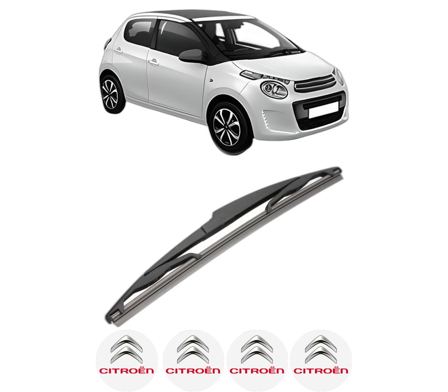 Stergator lamela spate CITROEN C1 II (PA_, PS_) din 2014 - 2021, pentru luneta auto, Valeo Silencio, din cauciuc siliconat rezistent, 4 Stickere Auto CITROEN