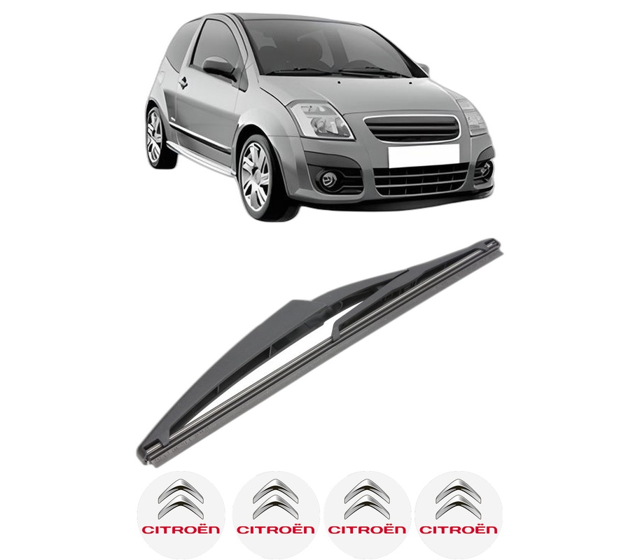 Stergator lamela spate CITROEN C2 (JM_) din 2003 - 2012, pentru luneta auto, Valeo Silencio, din cauciuc siliconat rezistent, 4 Stickere Auto CITROEN
