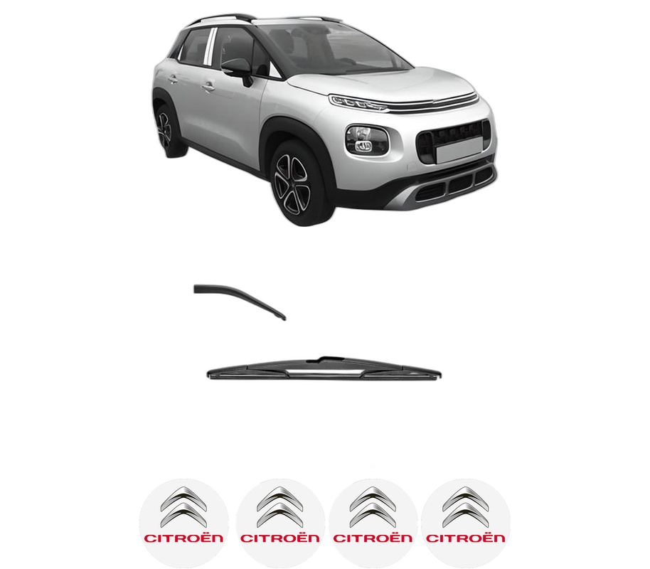 Stergator lamela spate CITROEN C3 AIRCROSS II (2R_, 2C_) din 2017 - 2018, pentru luneta auto, Valeo Silencio, din cauciuc siliconat rezistent, 4 Stickere Auto CITROEN