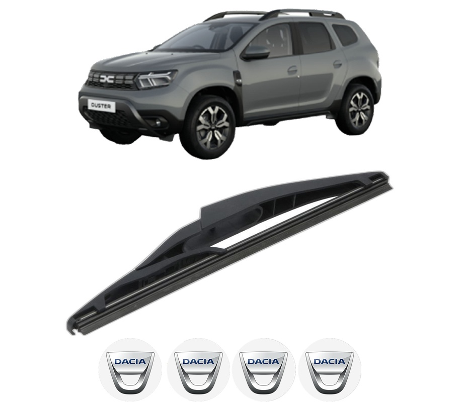 Stergator lamela spate DACIA DUSTER (PYM_, PYN_) din 2023, pentru luneta auto, Bosch Twin, din cauciuc siliconat rezistent, 4 Stickere Auto DACIA