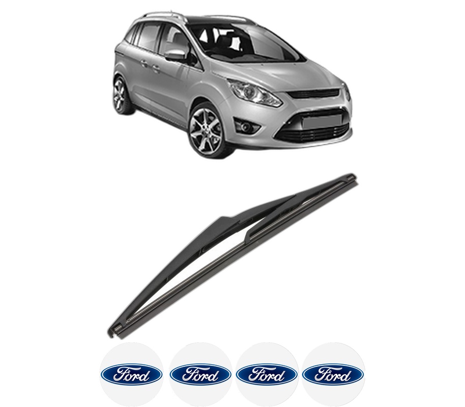 Stergator lamela spate FORD C-MAX II (DXA/CB7, DXA/CEU) din 2010 - 2019, pentru luneta auto, Valeo Silencio, din cauciuc siliconat rezistent, 4 Stickere Auto FORD