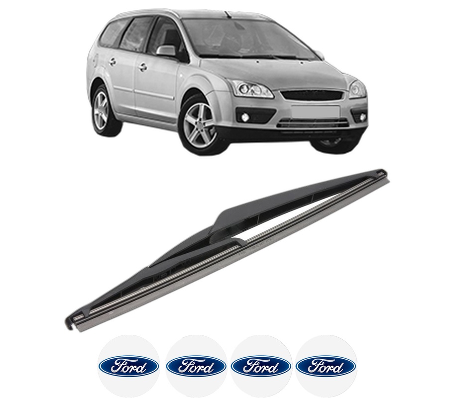 Stergator lamela spate FORD FOCUS II Turnier (DA_, FFS, DS) din 2004 - 2012, pentru luneta auto, Valeo Silencio, din cauciuc siliconat rezistent, 4 Stickere Auto FORD