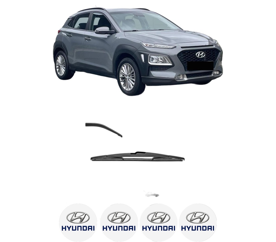 Stergator lamela spate HYUNDAI KONA (OS, OSE, OSI) din 2017 - 2023, pentru luneta auto, Valeo Silencio, din cauciuc siliconat rezistent, 4 Stickere Auto HYUNDAI