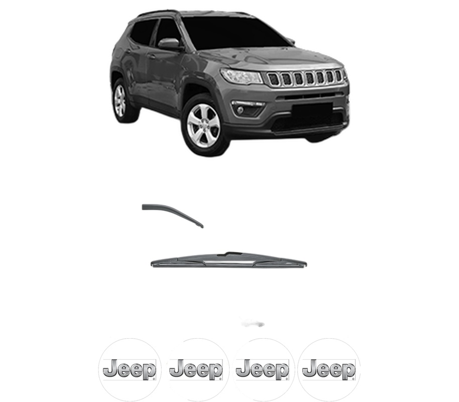Stergator lamela spate JEEP COMPASS (MP, M6, MV, M7) din 2016, pentru luneta auto, Valeo Silencio, din cauciuc siliconat rezistent, 4 Stickere Auto JEEP