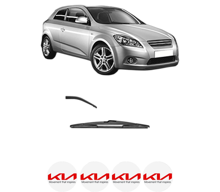 Stergator lamela spate KIA CEE'D Hatchback (ED) din 2006 - 2012, pentru luneta auto, Valeo Silencio, din cauciuc siliconat rezistent, 4 Stickere Auto KIA
