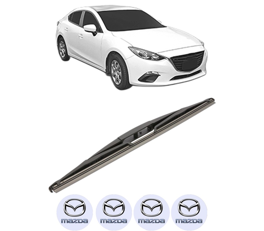 Stergator lamela spate MAZDA 3 Saloon (BP_) din 2020, pentru luneta auto, Valeo Silencio, din cauciuc siliconat rezistent, 4 Stickere Auto MAZDA
