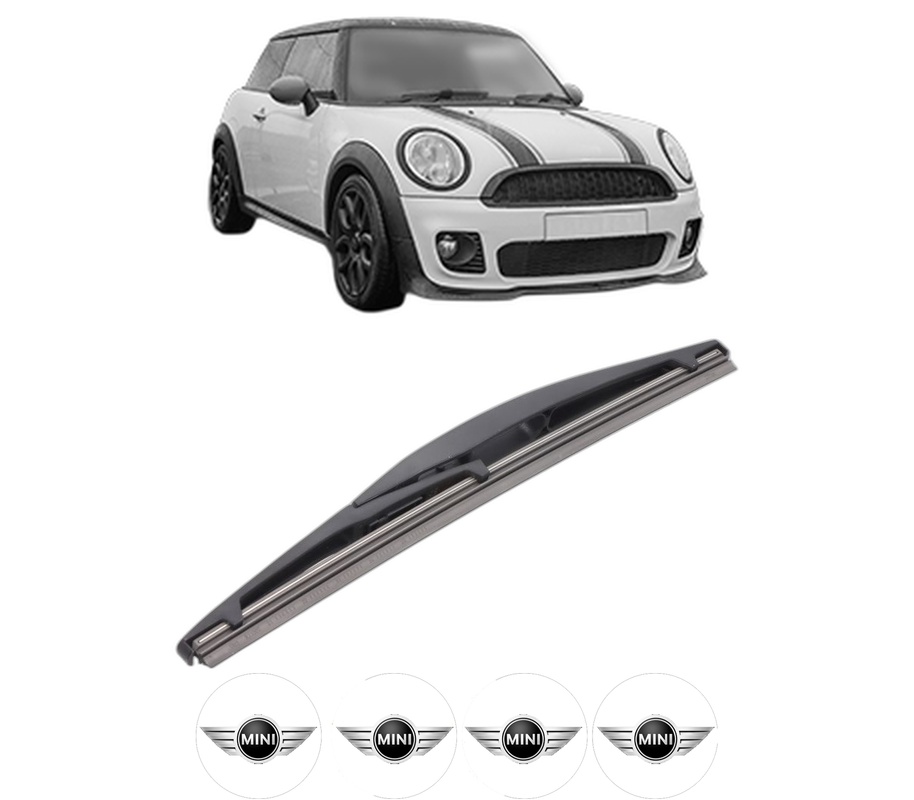 Stergator lamela spate MINI MINI CLUBMAN (F54) din 2014 - 2024, pentru luneta auto, Bosch Twin, din cauciuc siliconat rezistent, 4 Stickere Auto MINI