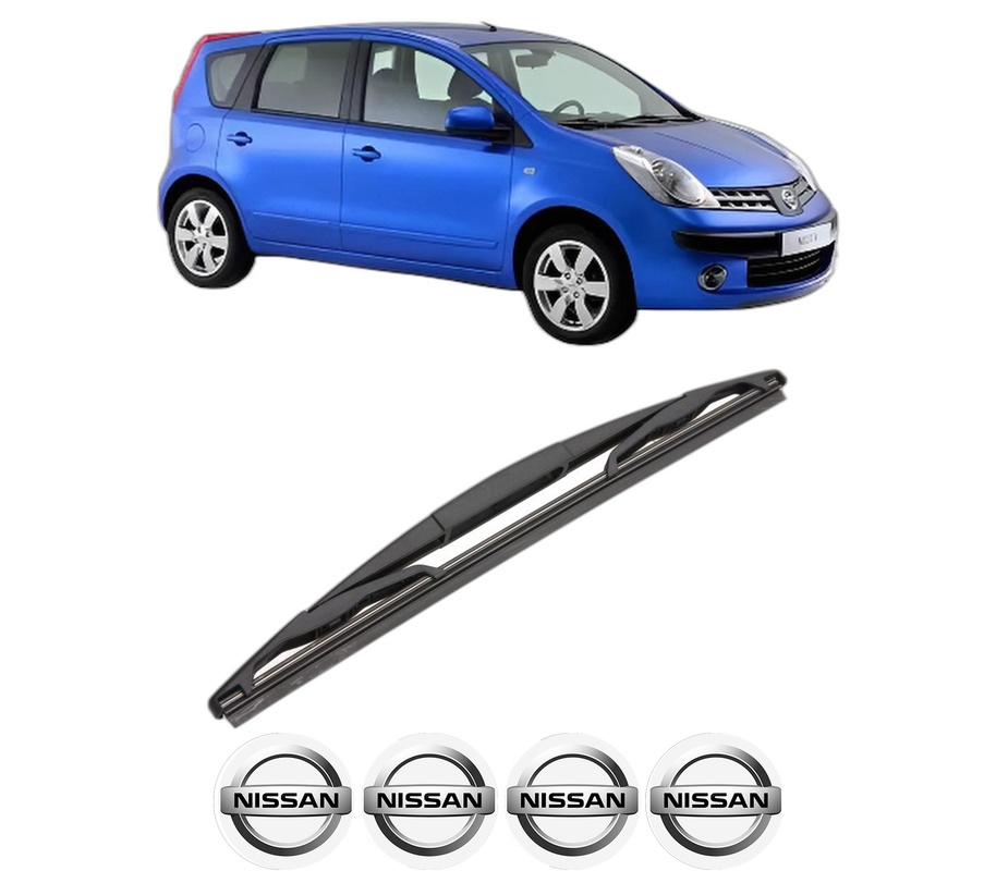 Stergator lamela spate NISSAN NOTE (E11, NE11) din 2006 - 2013, pentru luneta auto, Valeo Silencio, din cauciuc siliconat rezistent, 4 Stickere Auto NISSAN