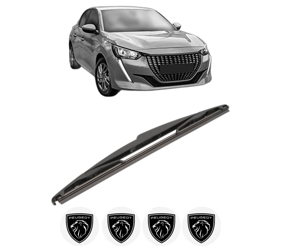 Stergator lamela spate PEUGEOT 208 II (UB_, UP_, UW_, UJ_) din 2019, pentru luneta auto, Valeo Silencio, din cauciuc siliconat rezistent, 4 Stickere Auto PEUGEOT