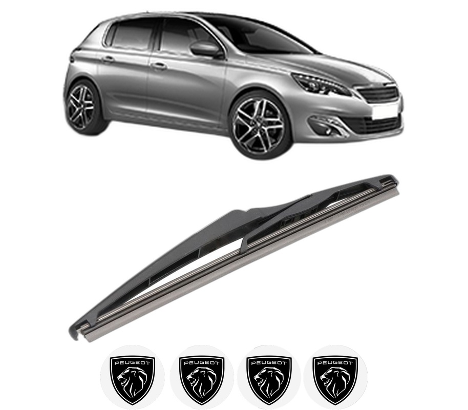 Stergator lamela spate PEUGEOT 308 II (LB_, LP_, LW_, LH_, L3_) din 2013 - 2021, pentru luneta auto, Valeo Silencio, din cauciuc siliconat rezistent, 4 Stickere Auto PEUGEOT
