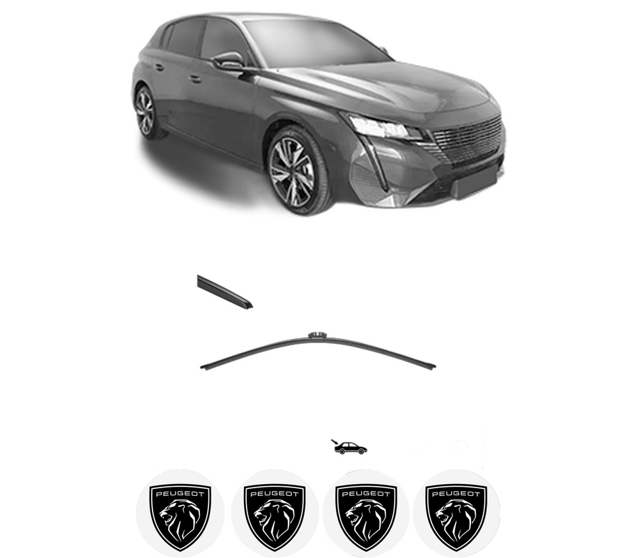 Stergator lamela spate PEUGEOT 308 III (FB_, FH_, FP_, F3_, FM_) din 2021, pentru luneta auto, Valeo Silencio, din cauciuc siliconat rezistent, 4 Stickere Auto PEUGEOT