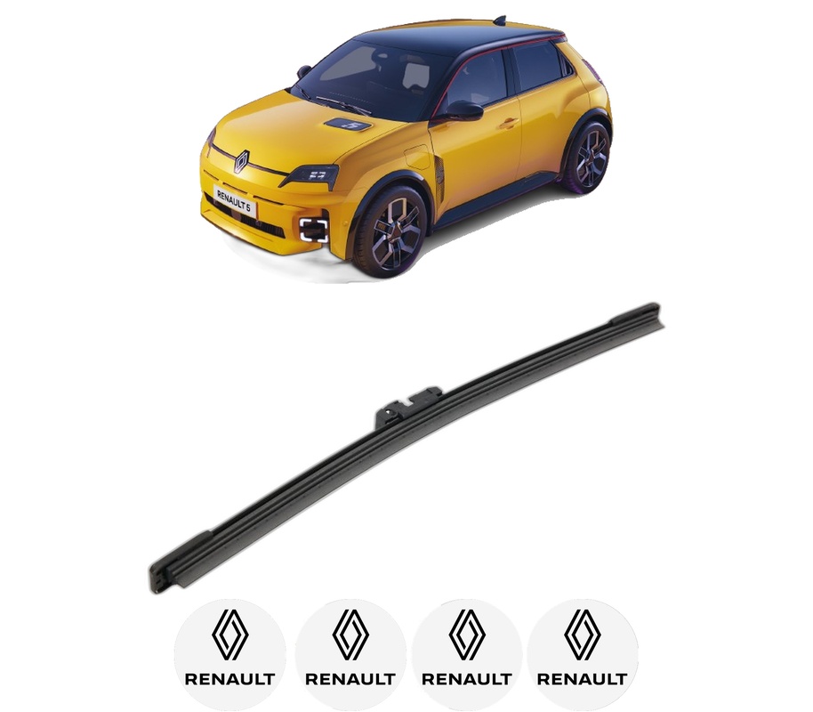 Stergator lamela spate RENAULT 5 E-TECH din 2025, pentru luneta auto, Bosch Aerotwin, din cauciuc siliconat rezistent, 4 Stickere Auto RENAULT