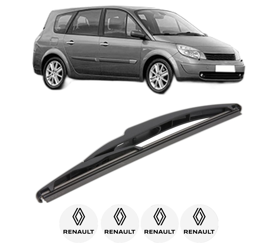 Stergator lamela spate RENAULT GRAND SCENIC II (JM0/1_) din 2004 - 2009, pentru luneta auto, Valeo Silencio, din cauciuc siliconat rezistent, 4 Stickere Auto RENAULT