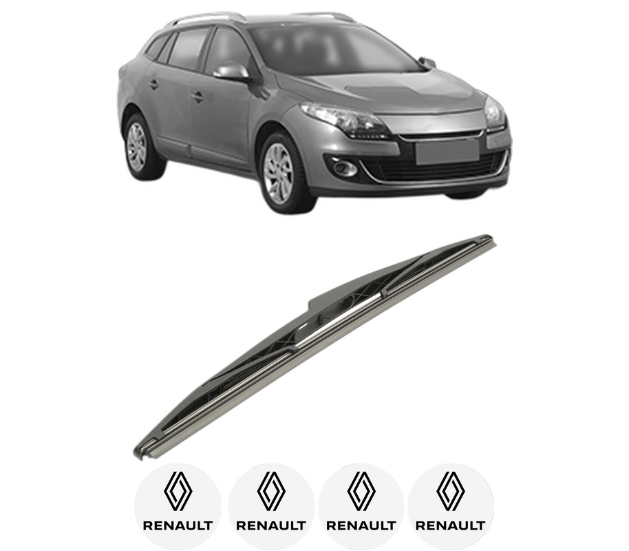 Stergator lamela spate RENAULT MEGANE III Combi Van (KZ0/1) din 2009 - 2015, pentru luneta auto, Bosch Twin, din cauciuc siliconat rezistent, 4 Stickere Auto RENAULT