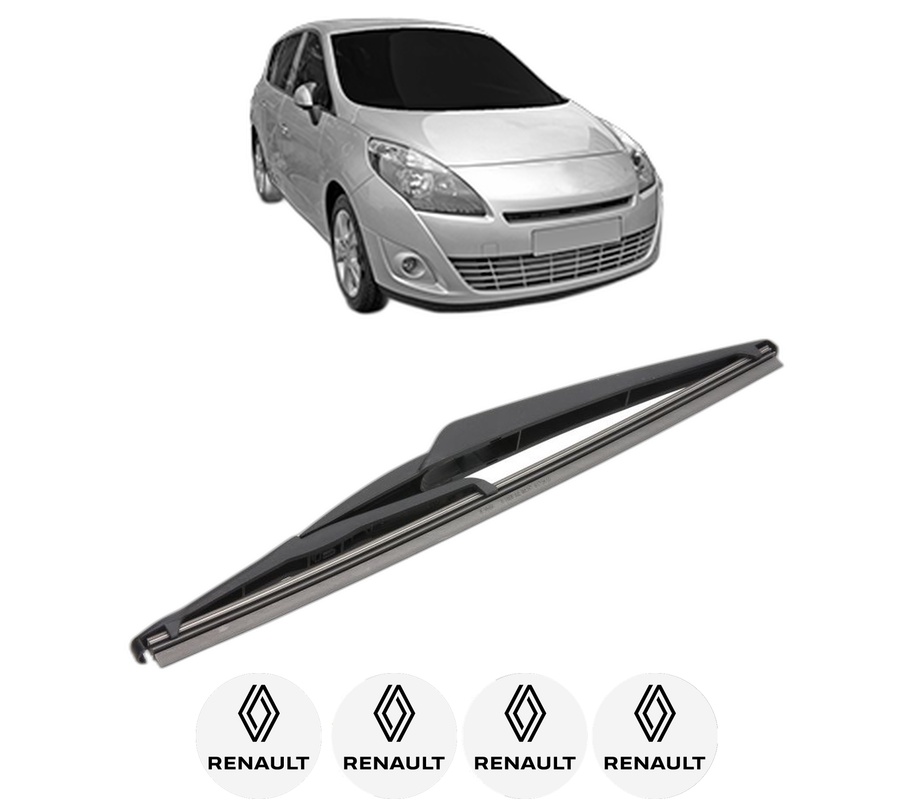Stergator lamela spate RENAULT SCENIC III VAN (JZ0/1_) din 2009 - 2016, pentru luneta auto, Valeo Silencio, din cauciuc siliconat rezistent, 4 Stickere Auto RENAULT