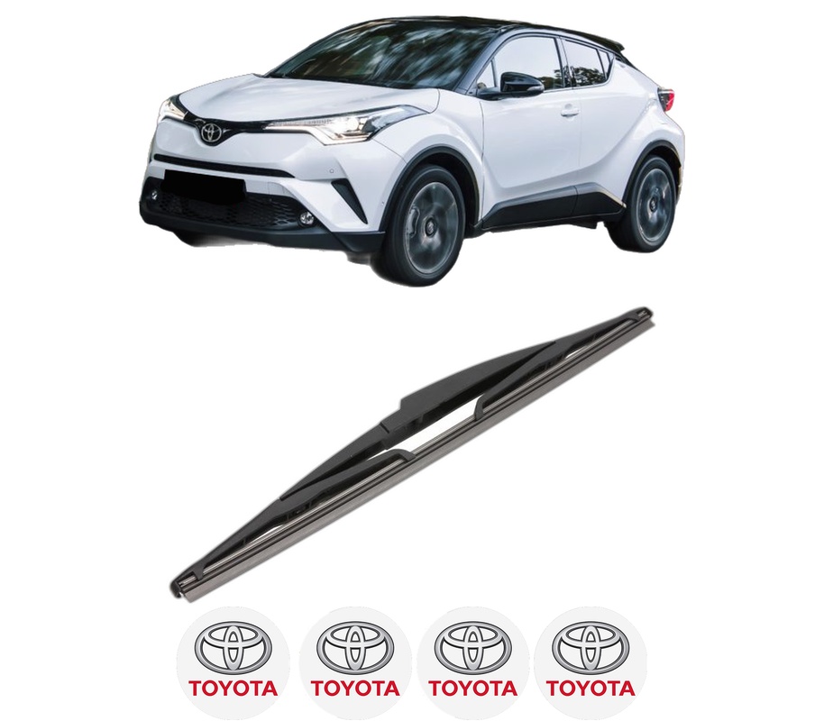 Stergator lamela spate TOYOTA C-HR (_X1_) din 2016, pentru luneta auto, Valeo Silencio, din cauciuc siliconat rezistent, 4 Stickere Auto TOYOTA