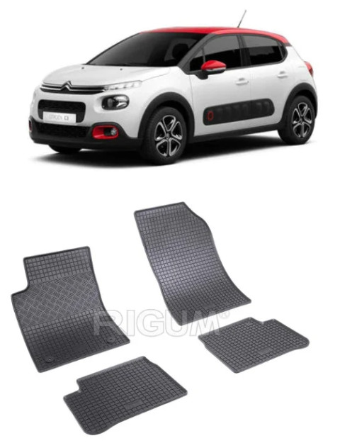 Set 4 covorase Citroen C3 2017-prezent, din cauciuc 100%, compatibile cu autoturismul CITROEN C3