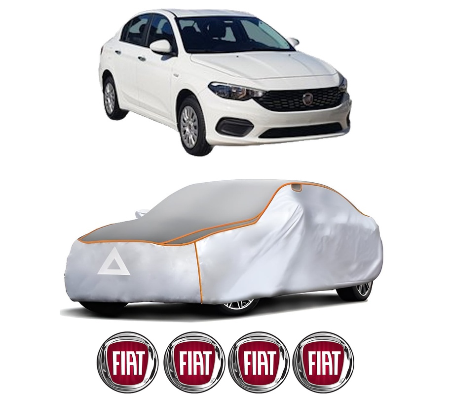 Husa Prelata Antigrindina Auto FIAT TIPO Saloon (356_, 357_) din 2015-2022, Protectie auto contra intemperiilor la grindina, Waterproof, 4x Stickere auto FIAT