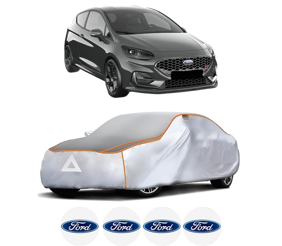 Husa Prelata Antigrindina Auto FORD FIESTA VII (HJ, HF) din 2017-2022, Protectie auto contra intemperiilor la grindina, Waterproof, 4x Stickere auto FORD