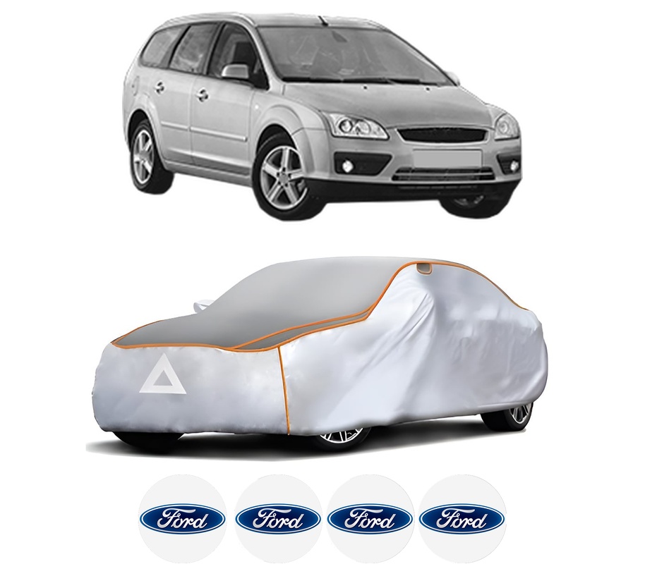 Husa Prelata Antigrindina Auto FORD FOCUS II Turnier (DA_, FFS, DS) din 2004-2012, Protectie auto contra intemperiilor la grindina, Waterproof, 4x Stickere auto FORD