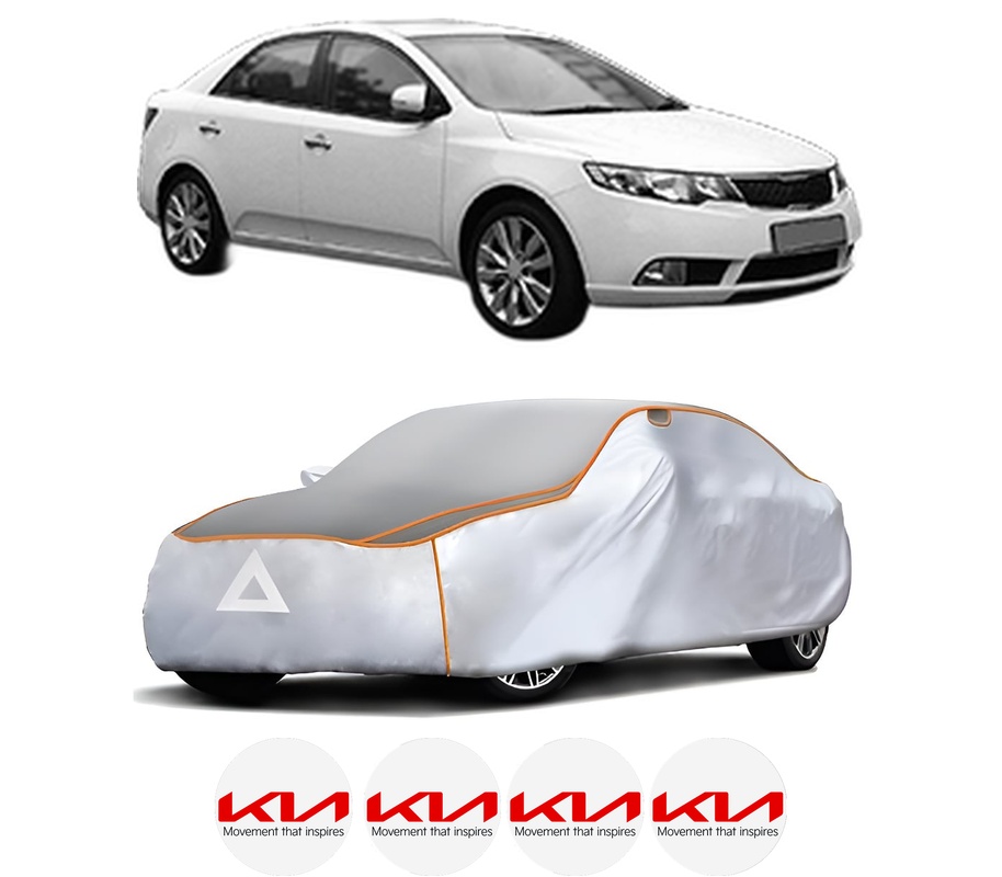 Husa Prelata Antigrindina Auto KIA CERATO II Saloon (TD) din 2009-2014, Protectie auto contra intemperiilor la grindina, Waterproof, 4x Stickere auto KIA