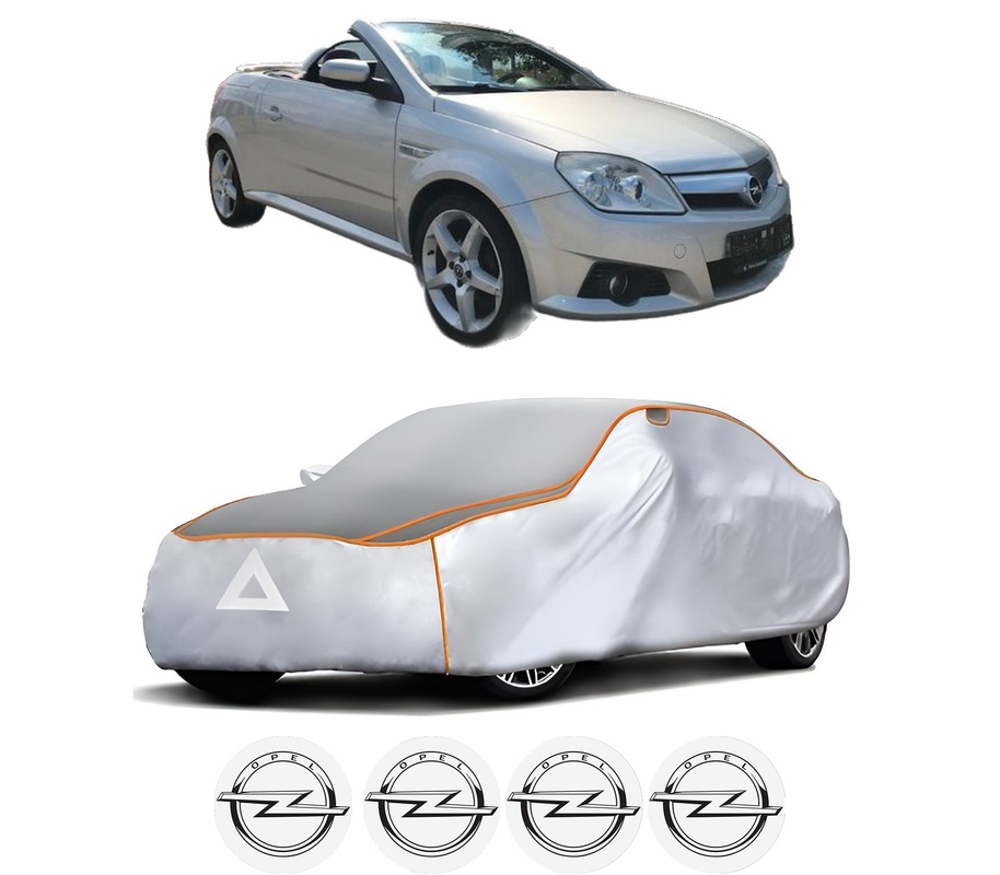 Husa Prelata Antigrindina Auto OPEL TIGRA TwinTop (X04) din 2004-2010, Protectie auto contra intemperiilor la grindina, Waterproof, 4x Stickere auto OPEL