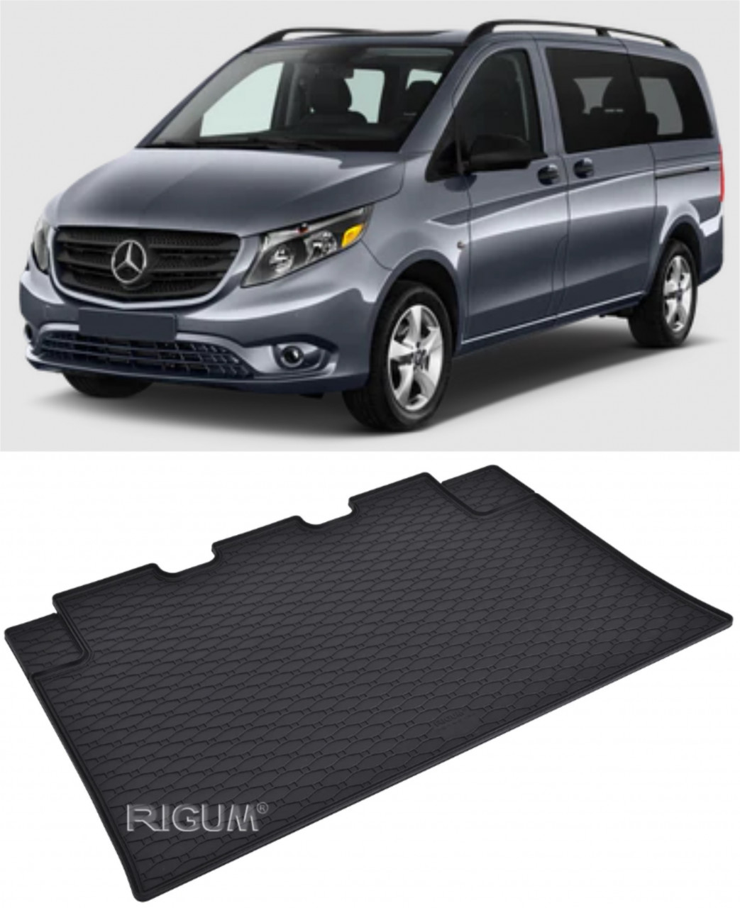 Tavita auto MERCEDES V XL 8/9 locuri 2014-prezent, protectie portbagaj, Cri-Flo, din cauciuc 100%, compatibil cu autoturismul MERCEDES V